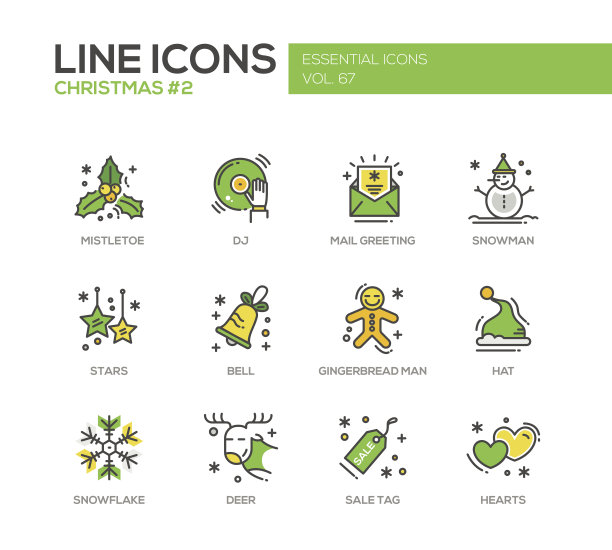 圣诞和新年系列设计图标集图片下载