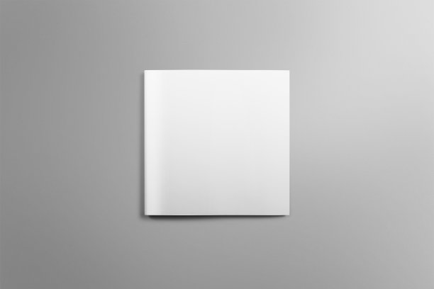 空白方形宣传册模型在浅灰色的背景。图片下载