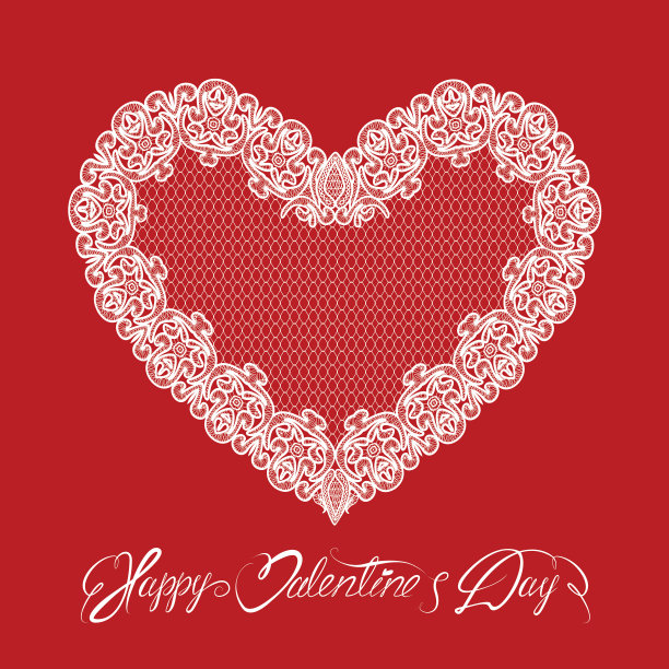 白心是用蕾丝做的桌布，情人节快乐。图片下载