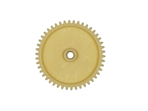 塑料齿轮黄色孤立在白色背景。图片下载