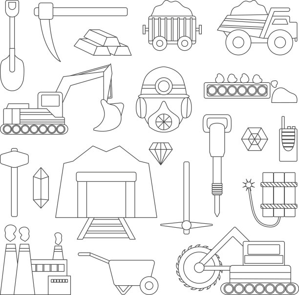 矢量插图与采矿图标图片下载