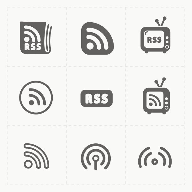 RSS标志图标，白色背景上的RSS订阅符号图片下载