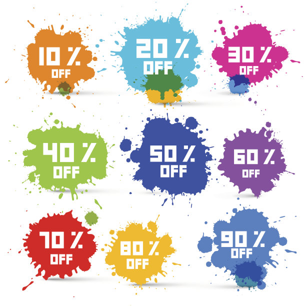 透明彩色矢量折扣销售飞溅集图片下载