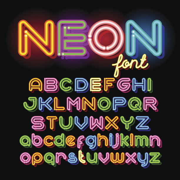 圆的霓虹灯字体图片下载