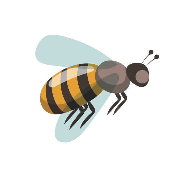 蜜蜂卡通风格矢量插图图片下载