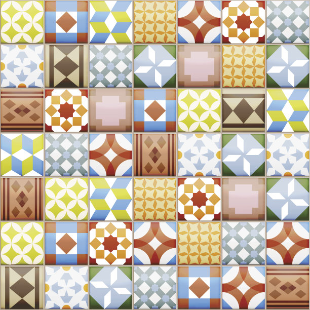 向量现实陶瓷纹理制作的老瓷砖。图片下载