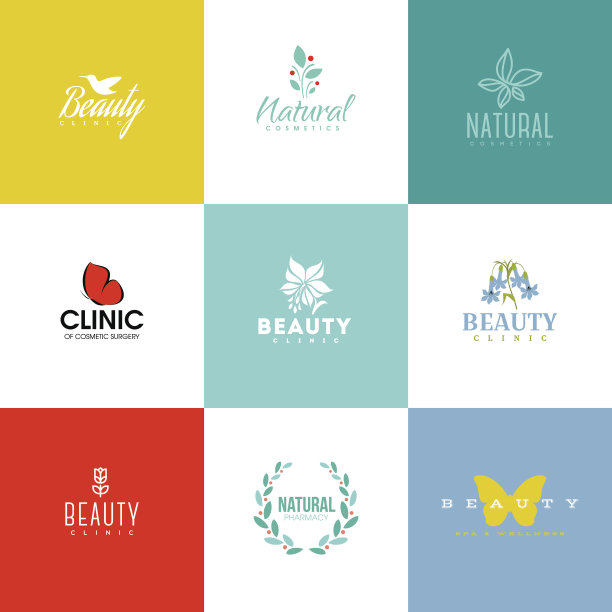 一套美丽和自然的标志模板和图标图片下载