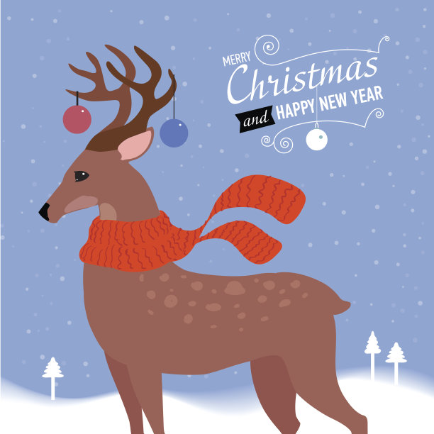 圣诞鹿贺卡。矢量图图片下载