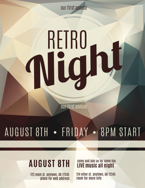 复古风格的夜总会传单模板图片下载