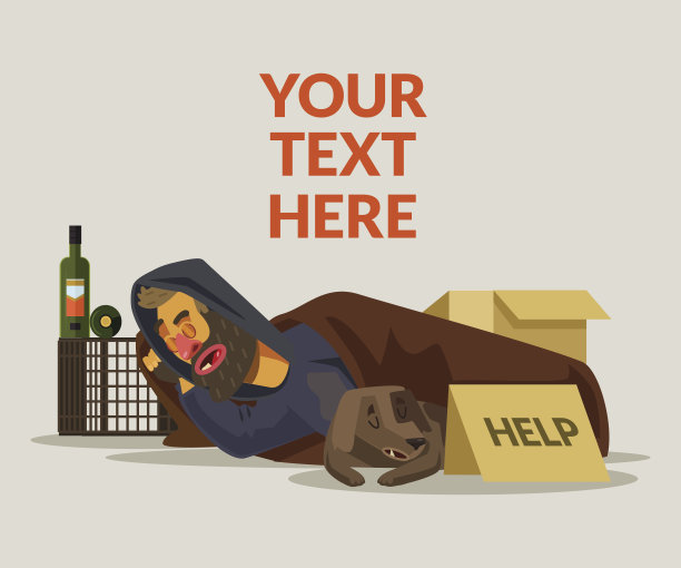 流浪汉睡觉。矢量平面卡通插图图片下载