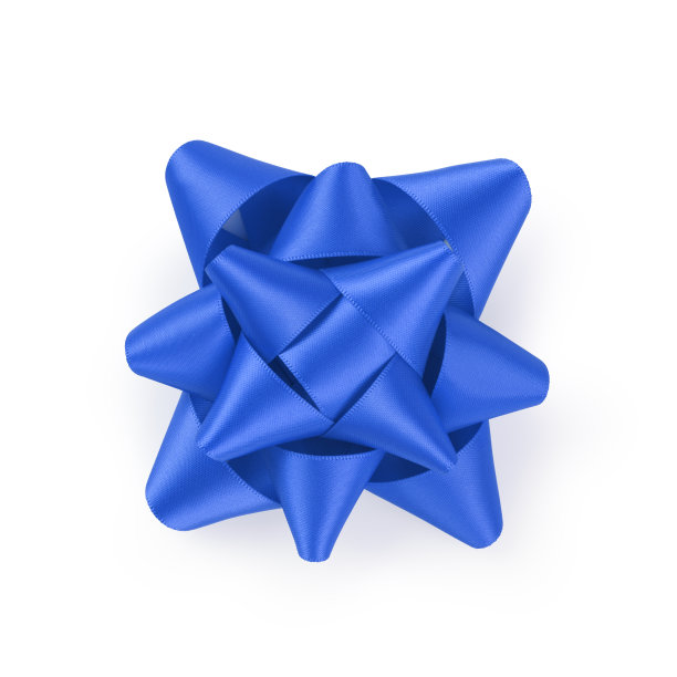 蓝色丝带礼物蝴蝶结孤立在白色图片下载