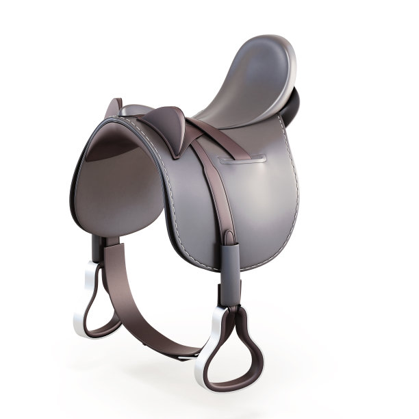 皮革鞍孤立在白色背景。3 d渲染。图片下载