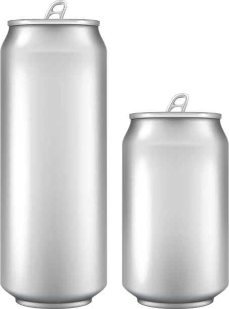 铝啤酒/汽水罐，有两种尺寸的空白表面。图片下载