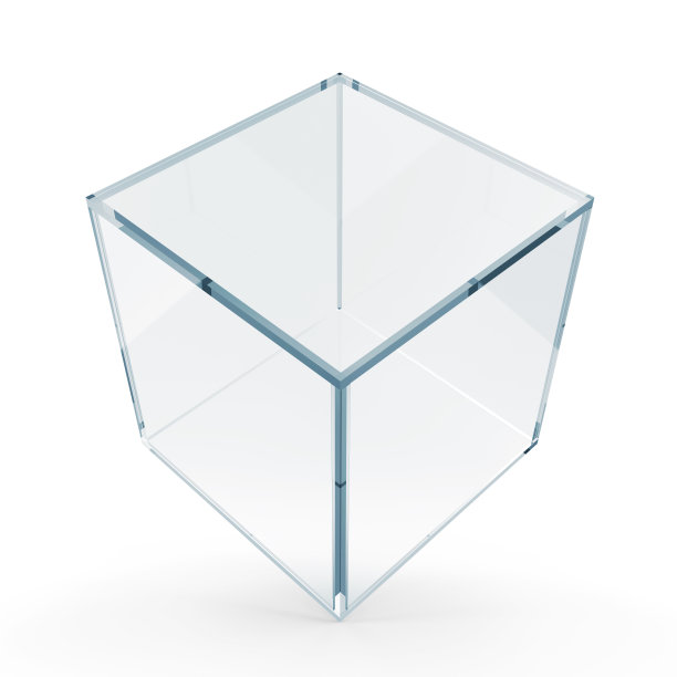 空的玻璃立方体孤立在白色背景图片下载