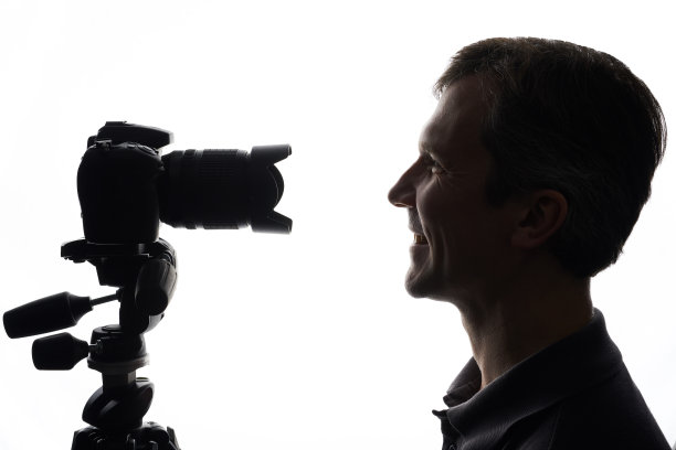 单反相机拍摄的肖像孤立在白色图片下载