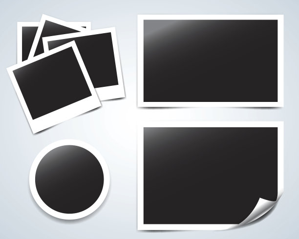 带有透明阴影效果的矢量空白相框的集合图片下载