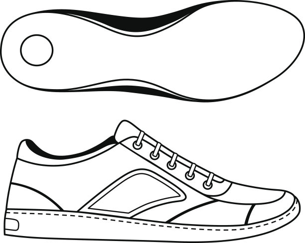 黑色概述运动鞋鞋和鞋底图片下载