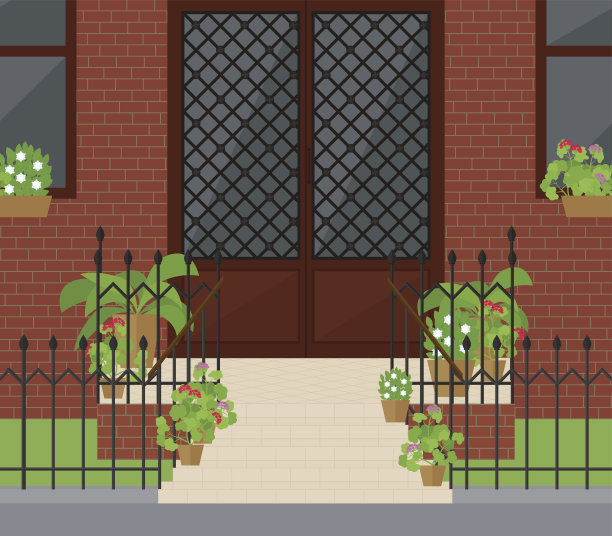 平面矢量图的门面与楼梯图片下载