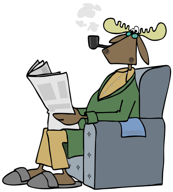 公驼鹿在读报纸图片下载