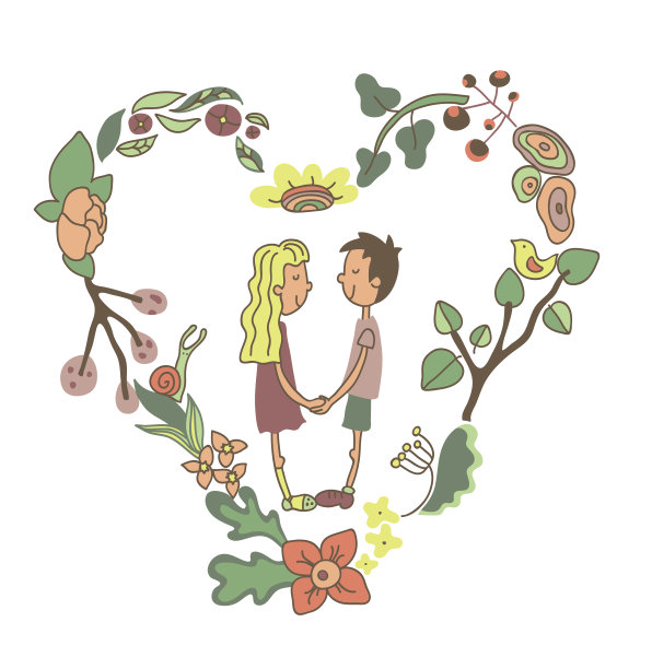 圣情人节卡片。男孩和女孩在框架里图片下载