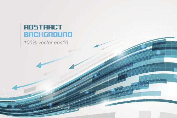 蓝色嗖的一声。带有箭头和闪光的抽象技术背景。素材图片