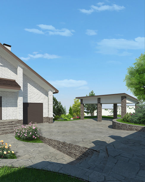 前院景观，3d渲染图片下载