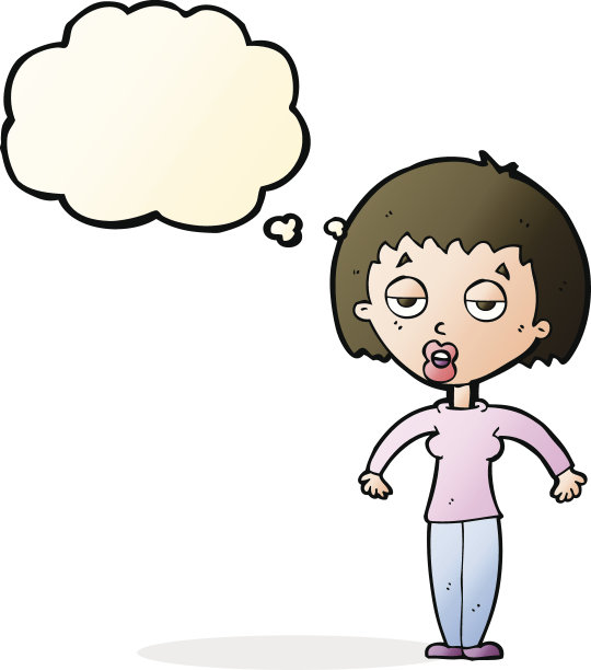 卡通女人耸着肩膀带着思想泡泡图片下载