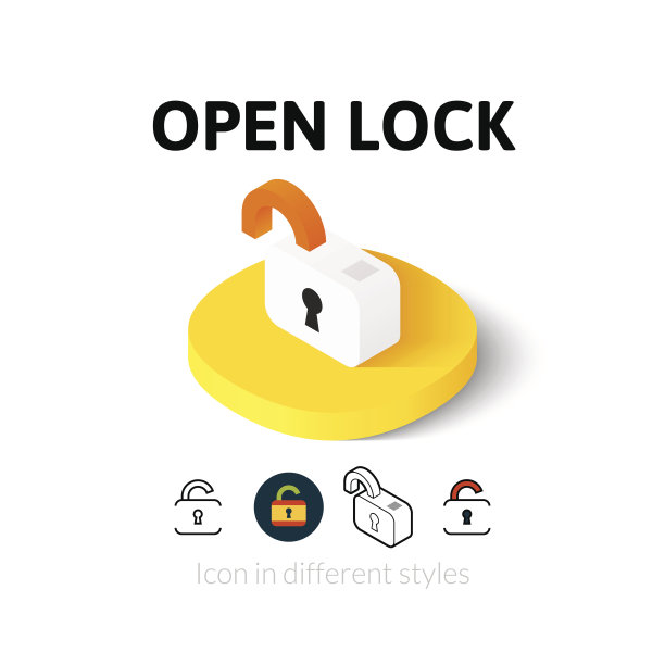 打开不同风格的锁图标图片下载