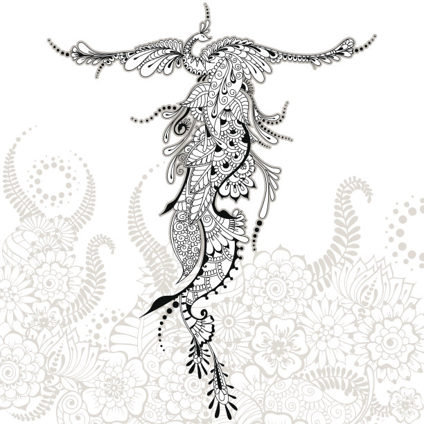 鸟凤凰纹身素材图片