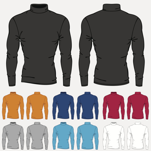 一套彩色高领衬衫模板的男人图片下载