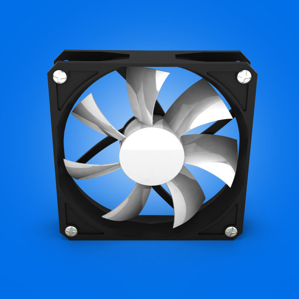 计算机冷却隔离在蓝色梯度背景3d图片下载