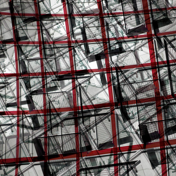 多层工业楼宇低角度双曝光照片图片下载