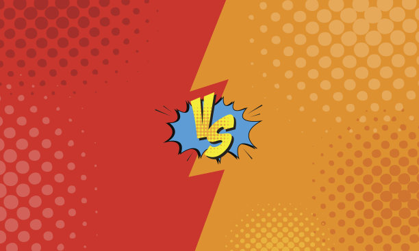 对比信件战斗背景漫画风格的设计。矢量图图片下载