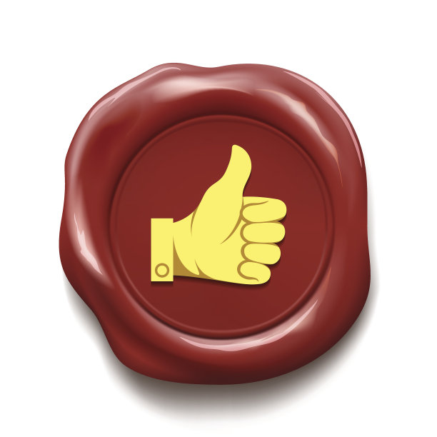 在蜡封上竖起大拇指。像图标。图片下载
