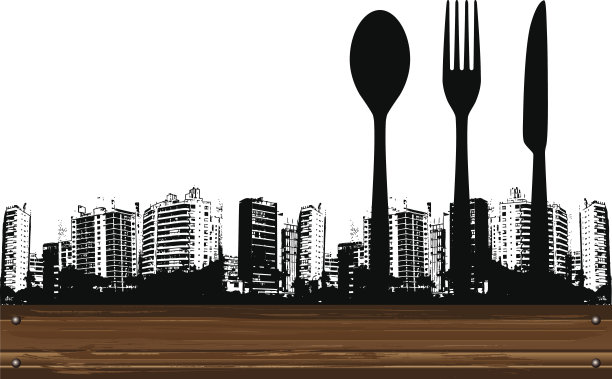 美食城与木横幅图片下载