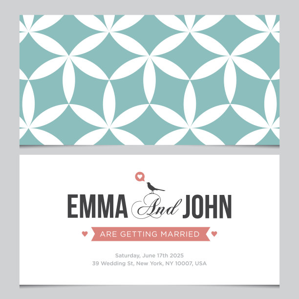 婚礼卡片背面和正面与图案背景03图片下载