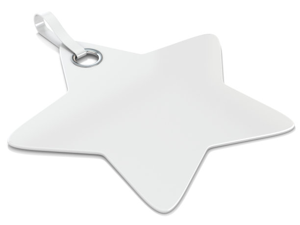 白色塑料星形标签。水平。3 d图片下载