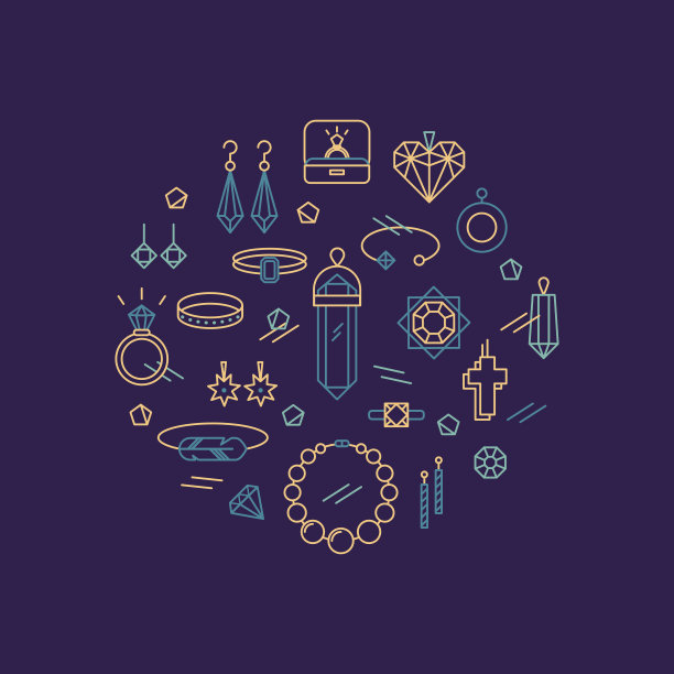 一套珠宝线性图标。图片下载