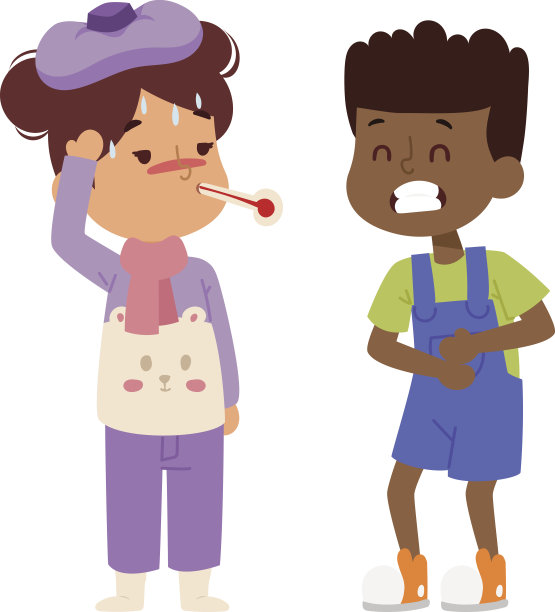 生病的孩子向量集。图片下载