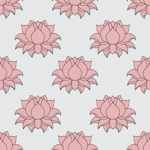 莲花。印度，印度图案无缝模式。图片下载
