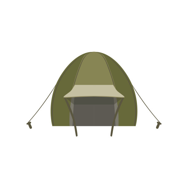 用绳子和钉子搭的绿色帐篷图片下载