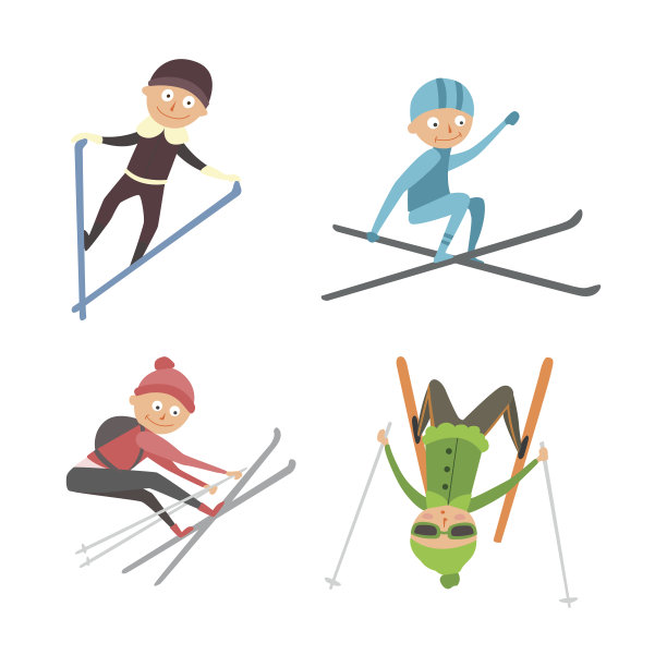 滑雪人把戏矢量插图。图片下载