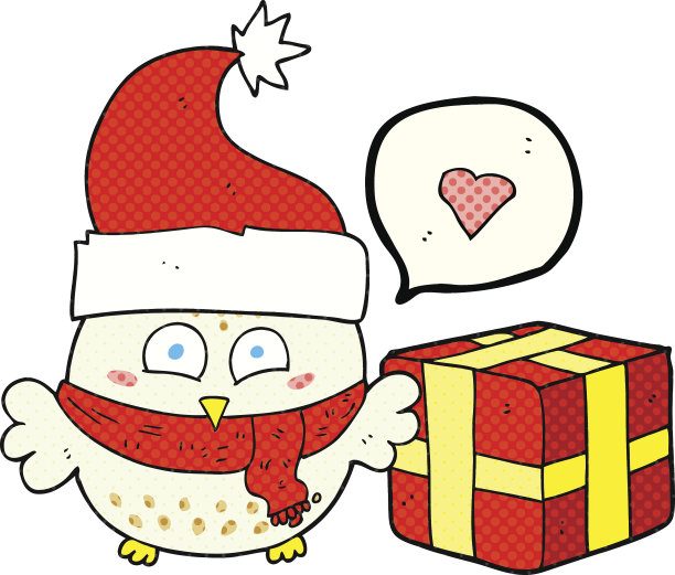 漫画书演讲泡泡卡通圣诞猫头鹰图片下载