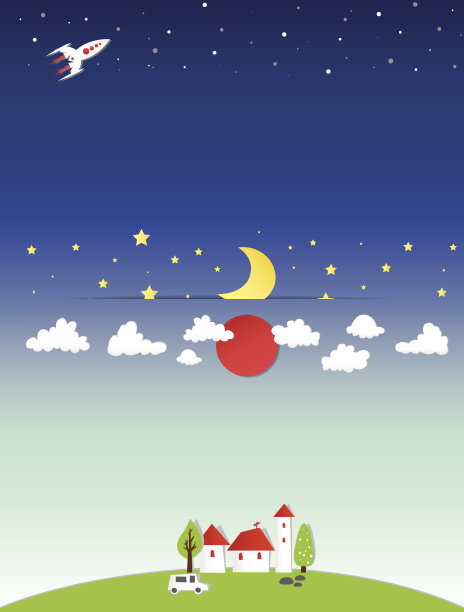 晚上剪纸在家和风景图片下载