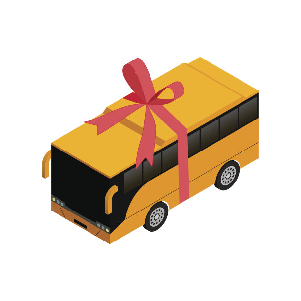 带丝带的等距总线图片下载