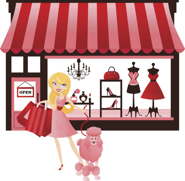 复古购物的女孩图片下载