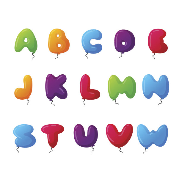 气球字母向量集。图片下载