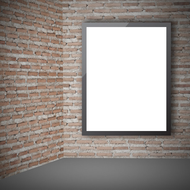 砖墙上的黑色框架图片下载