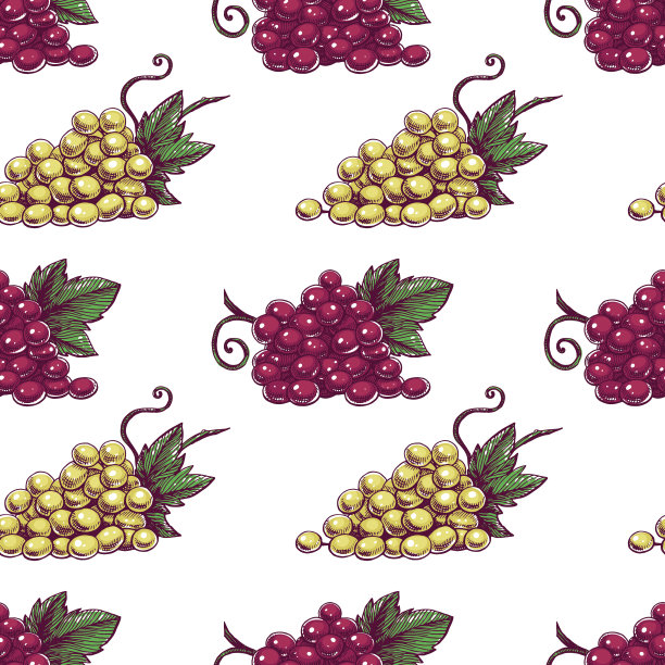 无缝绿色和紫色葡萄图片下载