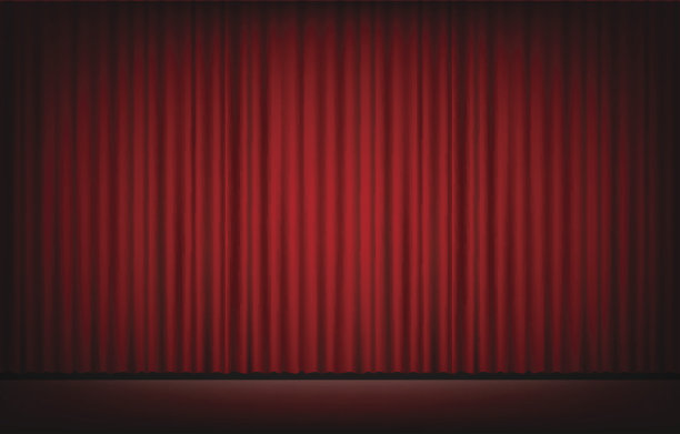 舞台以红色幕布为背景图片下载